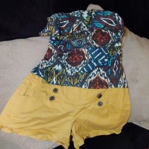 One piece blouse jumper with shorts